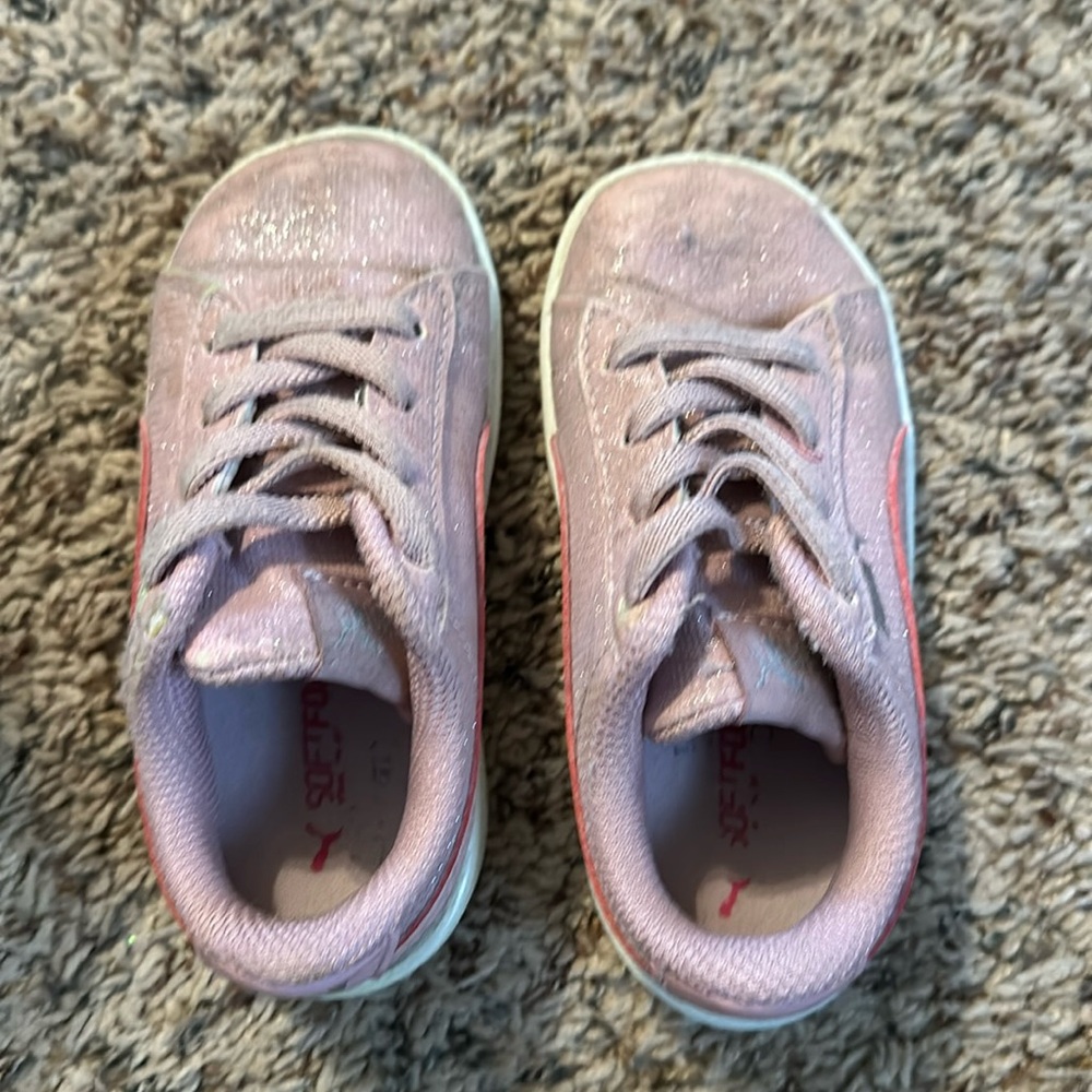Toddler Pink Sparkle Puma Shoes GUC